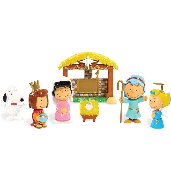 NIB Peanuts Manger Nativity Scene 7 Piece Set Christmas Snoopy Charlie Brown Set - Picture 1 of 5